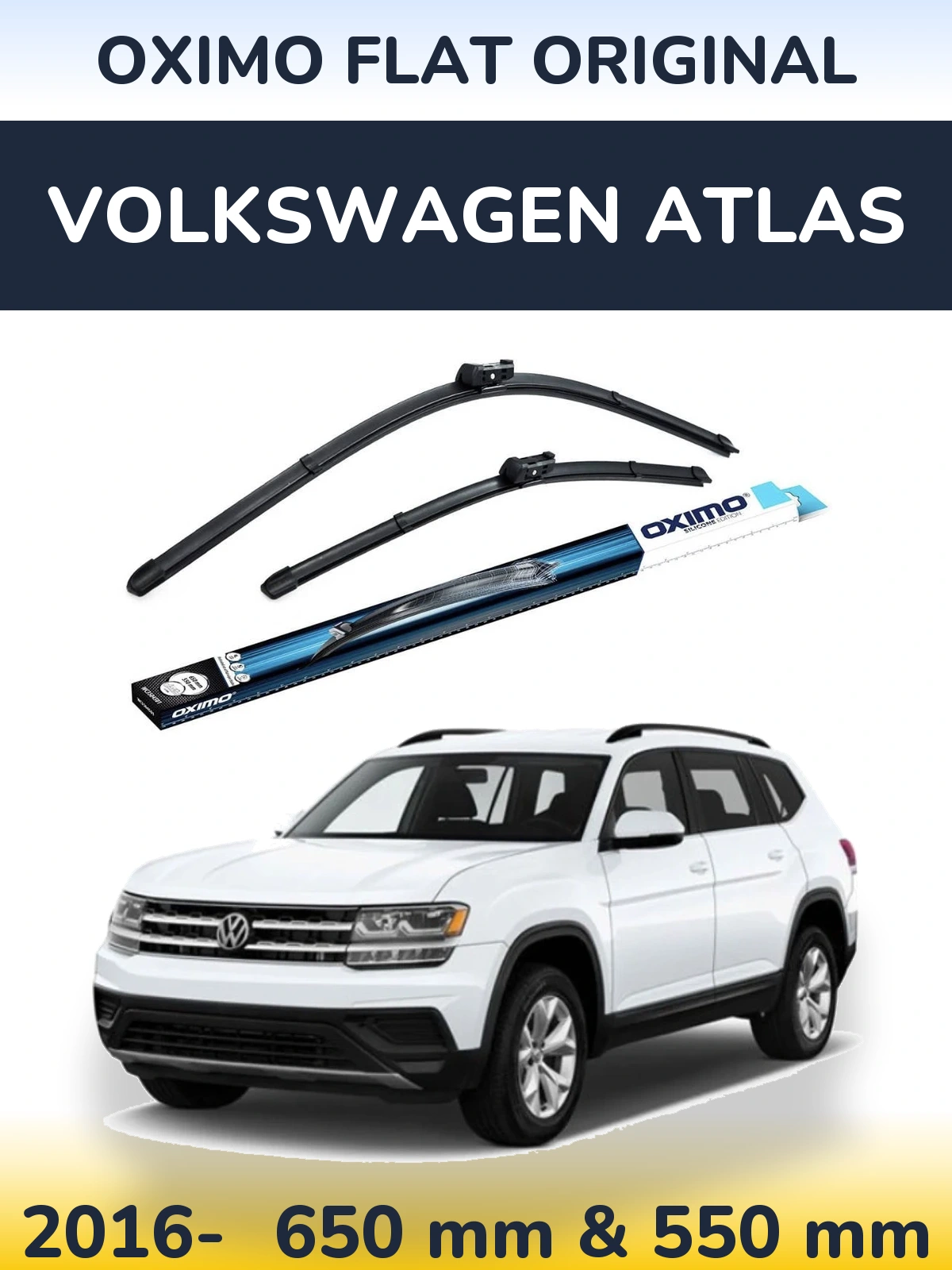 Front wiper blade set Oximo Flat Original 650 & 550 mm for Volkswagen Atlas 2016-2026