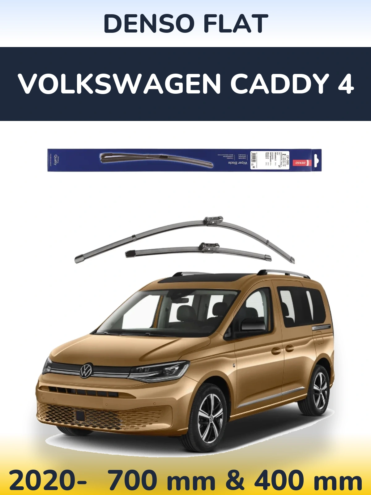 Комплект передних дворников Denso Flat 700 & 400 мм для Volkswagen Caddy 4 2020-2026