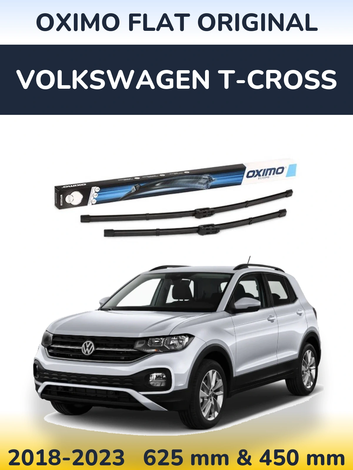 Front wiper blade set Oximo Flat Original 600 & 450 mm for Volkswagen T-Cross 2018-2023