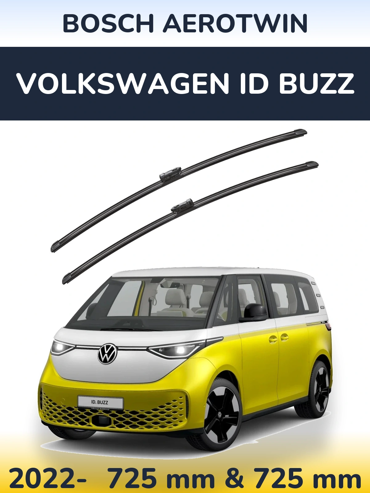 Front wiper blade set BOSCH AeroTwin 725 & 725 mm for Volkswagen ID Buzz 2022-2026