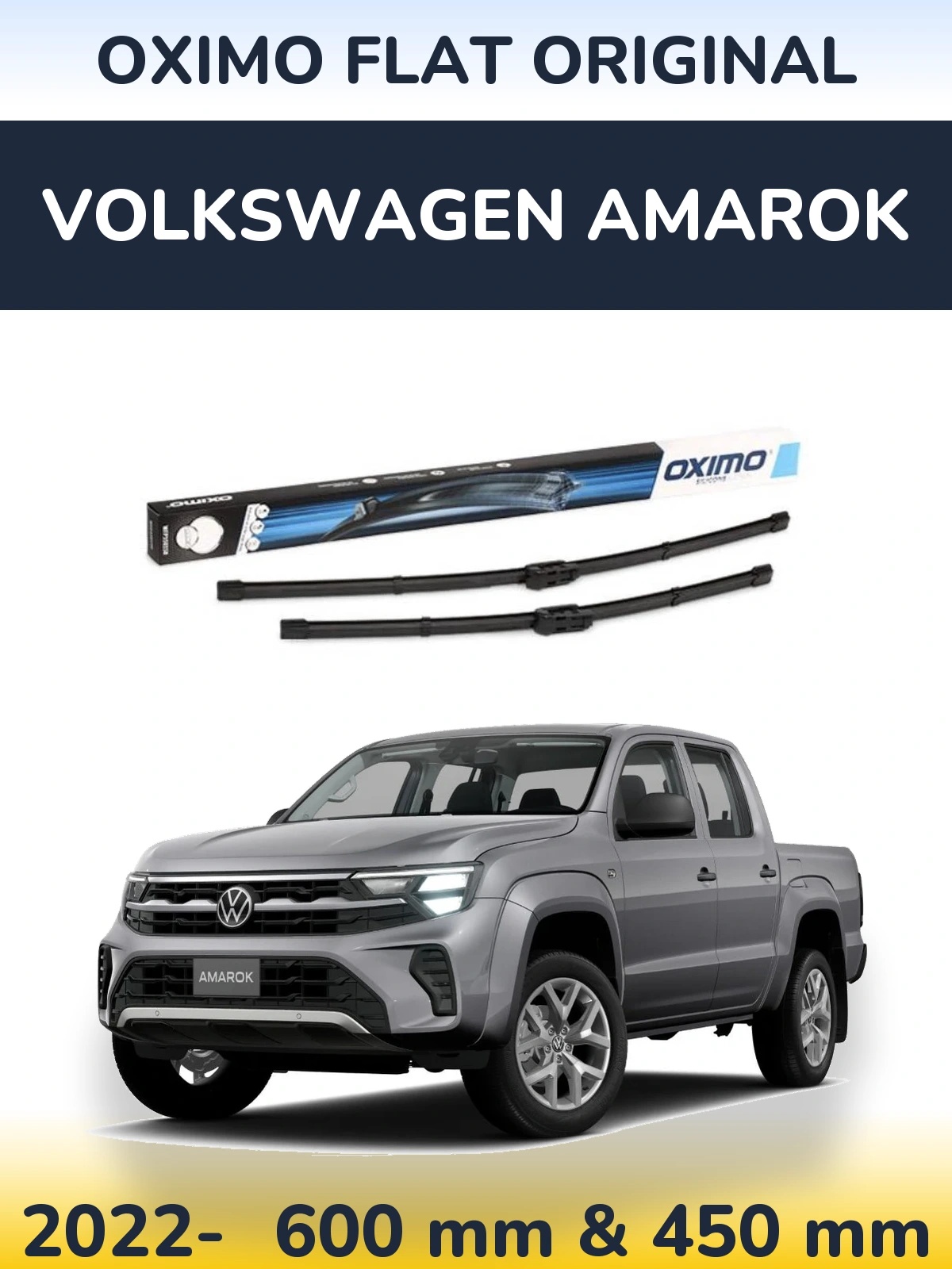 Комплект передних дворников Oximo Flat Original 600 & 450 мм для Volkswagen Amarok 2022-2026