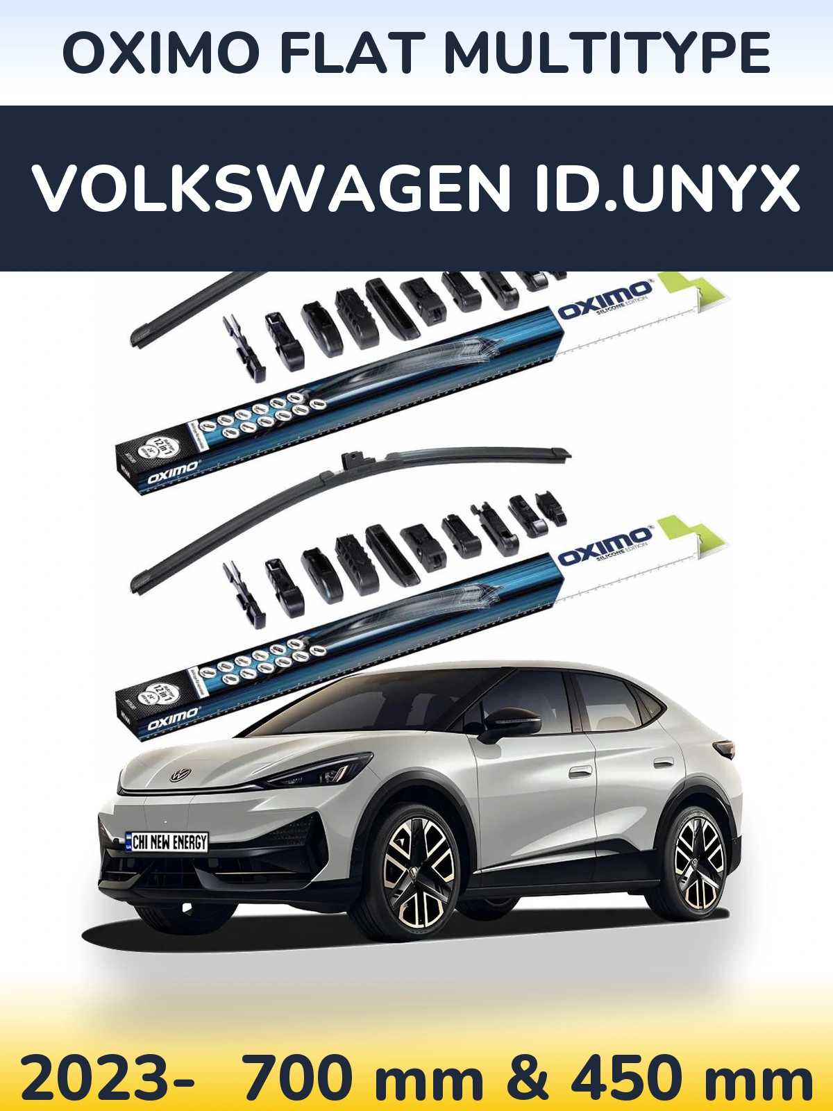 Front wiper blade set Oximo Flat MultiTipse 700 & 450 mm for Volkswagen ID.UNYX 2023-2026