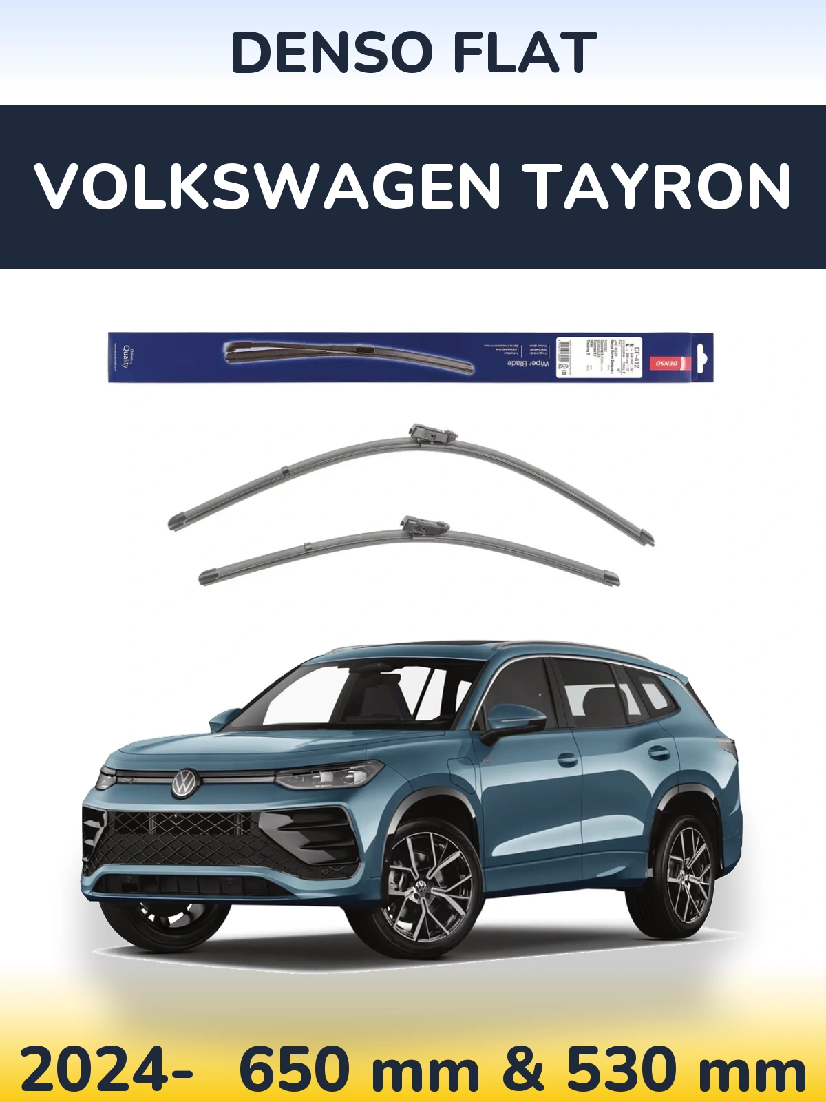 Front wiper blade set Denso Flat 650 & 530 mm for Volkswagen Tayron 2024-2026