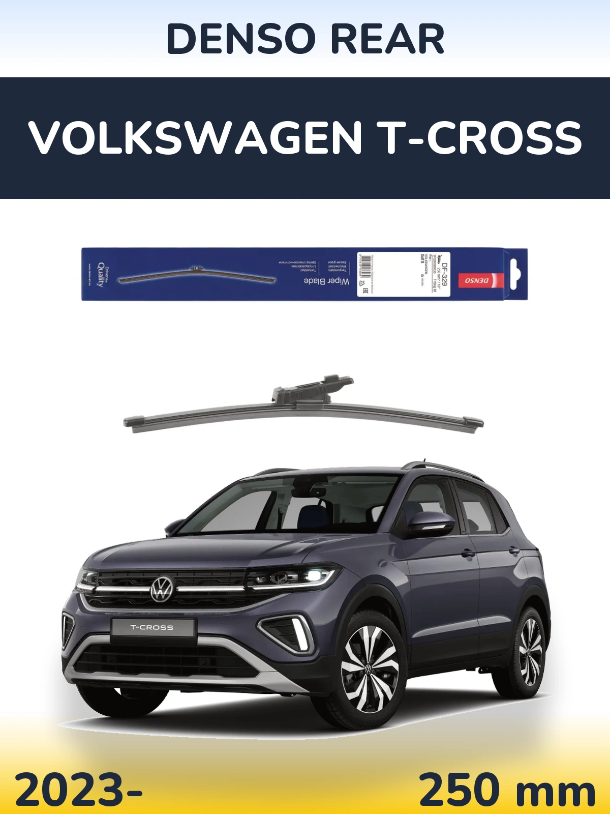Rear wiper blade Denso Rear 250 mm for Volkswagen T-Cross 2023-2026