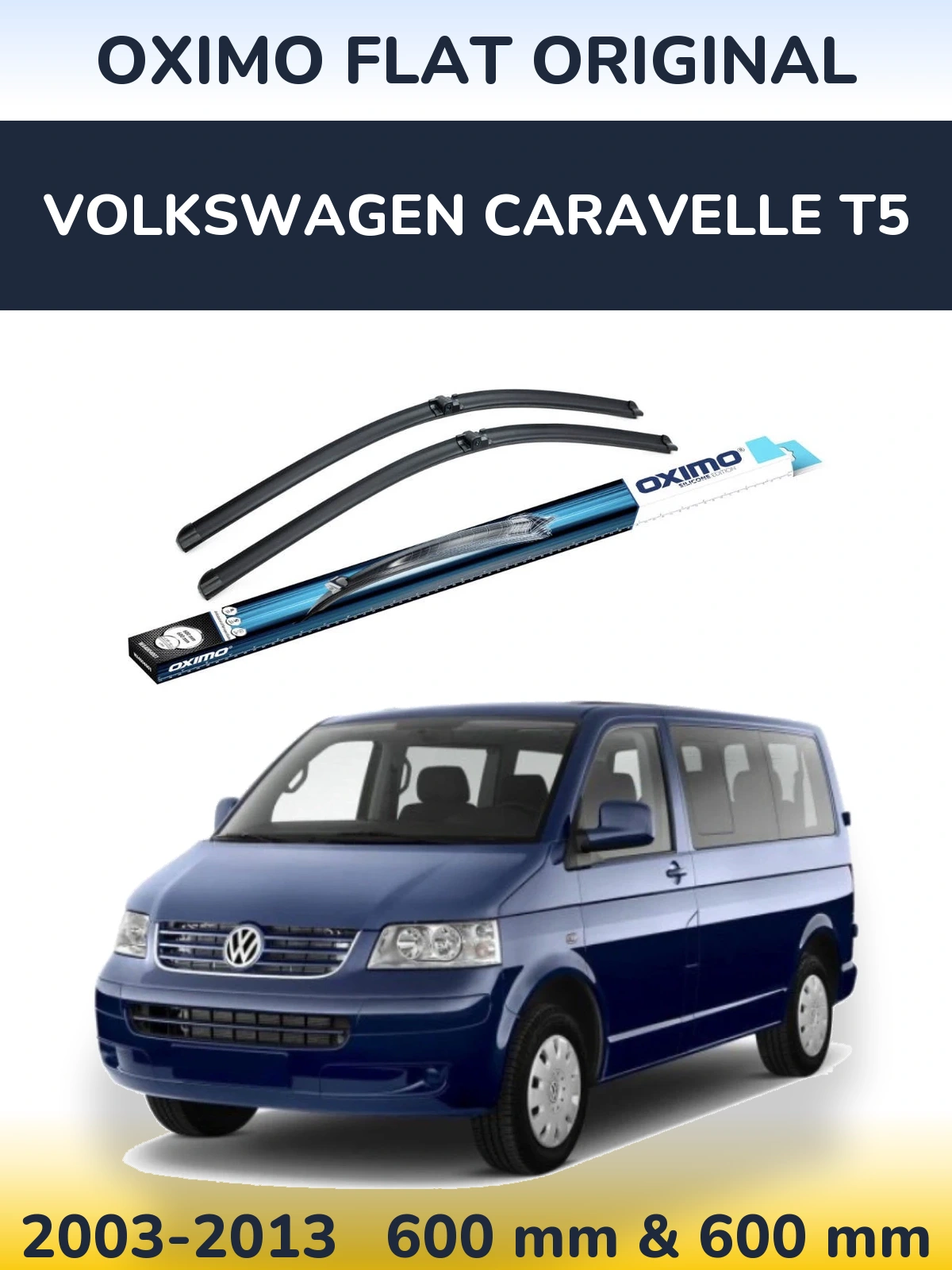 Комплект передних дворников Oximo Flat Original 600 & 600 мм для Volkswagen Caravelle T5 2003-2013