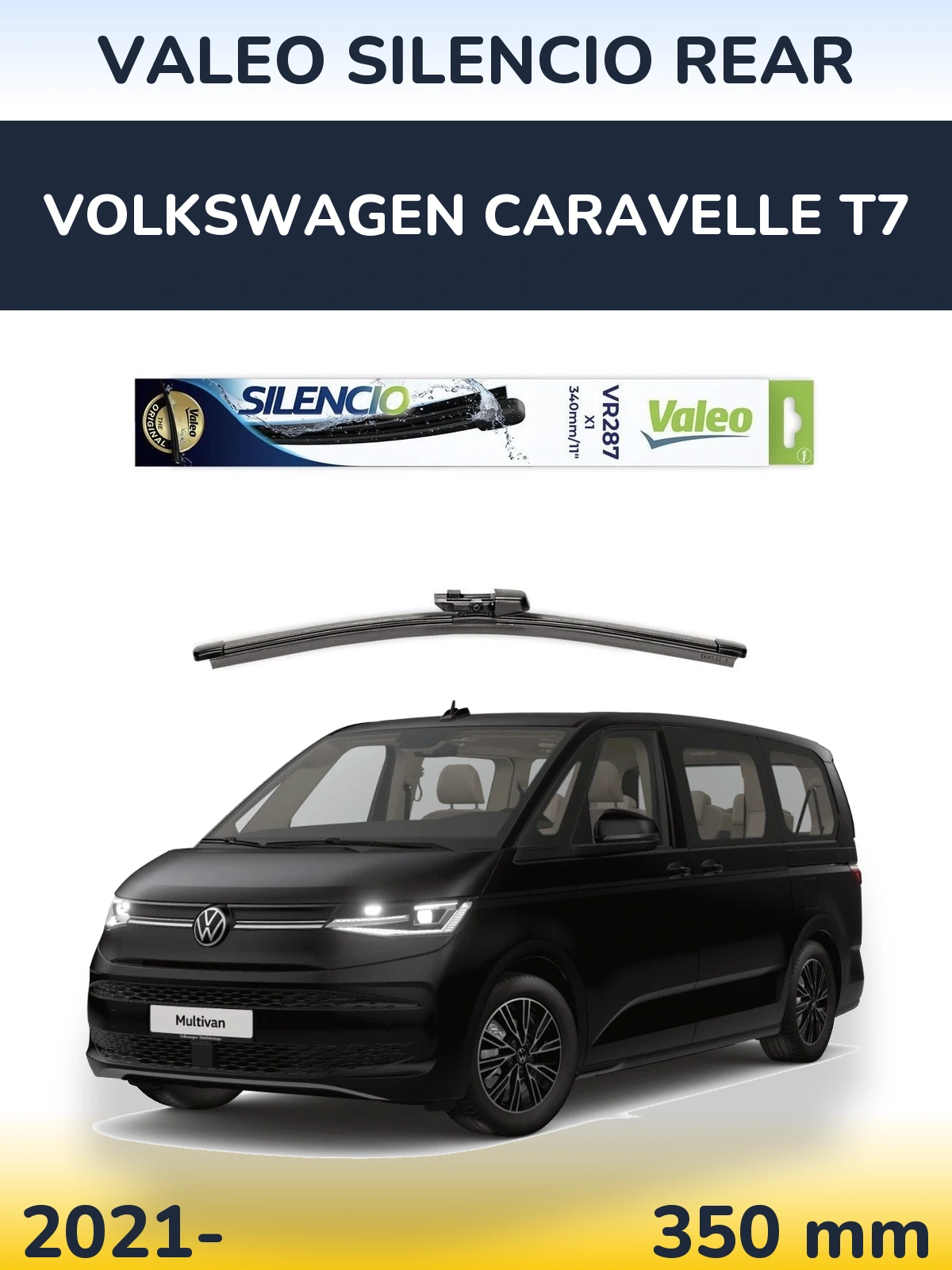 Rear wiper blade Valeo Silencio Rear 340 mm for Volkswagen Caravelle T7 2021-2026