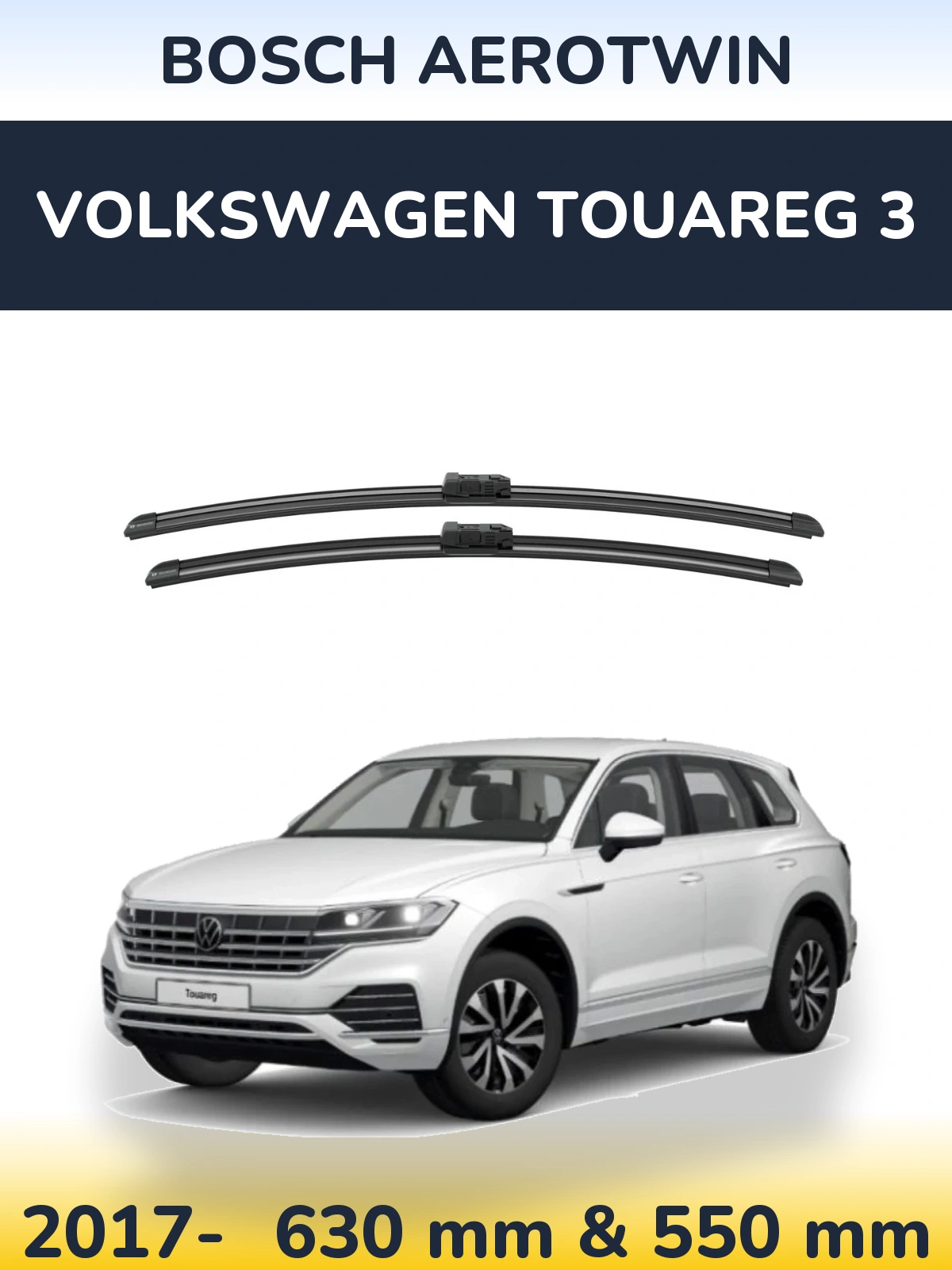 Комплект передніх щіток BOSCH AeroTwin 625 & 550 мм для Volkswagen Touareg 3 2017-2026