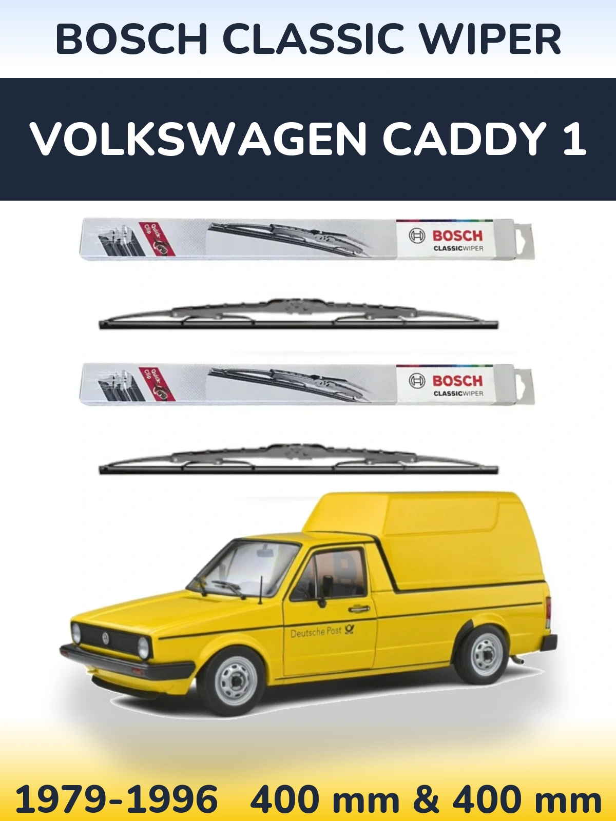 Комплект передних дворников BOSCH Classic Wiper 400 & 400 мм для Volkswagen Caddy 1 1979-1996