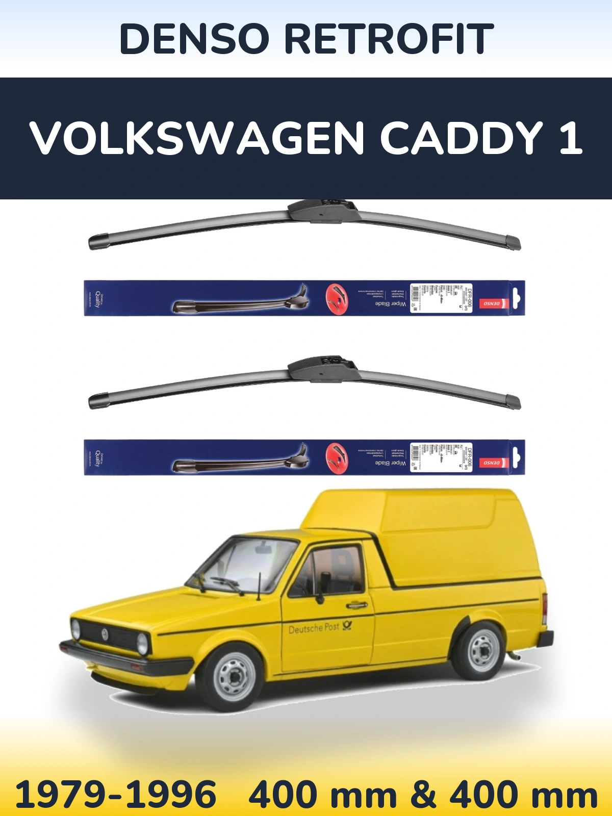 Комплект передніх щіток Denso Retrofit 400 & 400 мм для Volkswagen Caddy 1 1979-1996