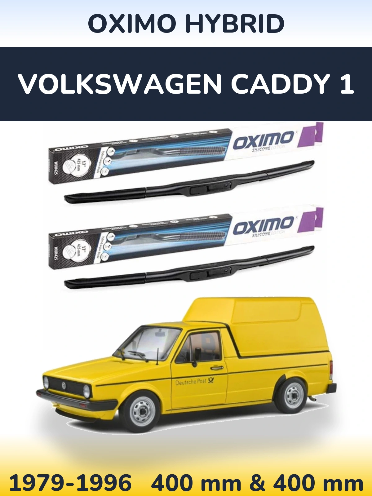 Комплект передних дворников Oximo Hybrid 400 & 400 мм для Volkswagen Caddy 1 1979-1996