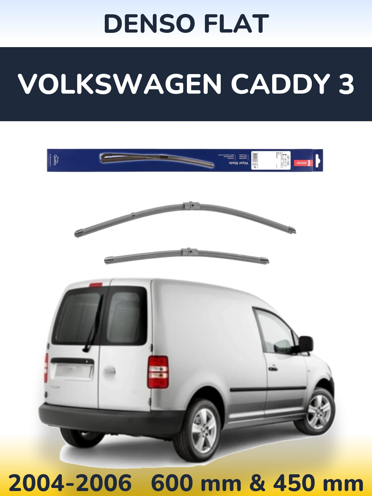Front wiper blade set Denso Flat 600 & 425 mm for Volkswagen Caddy 3 2004-2006