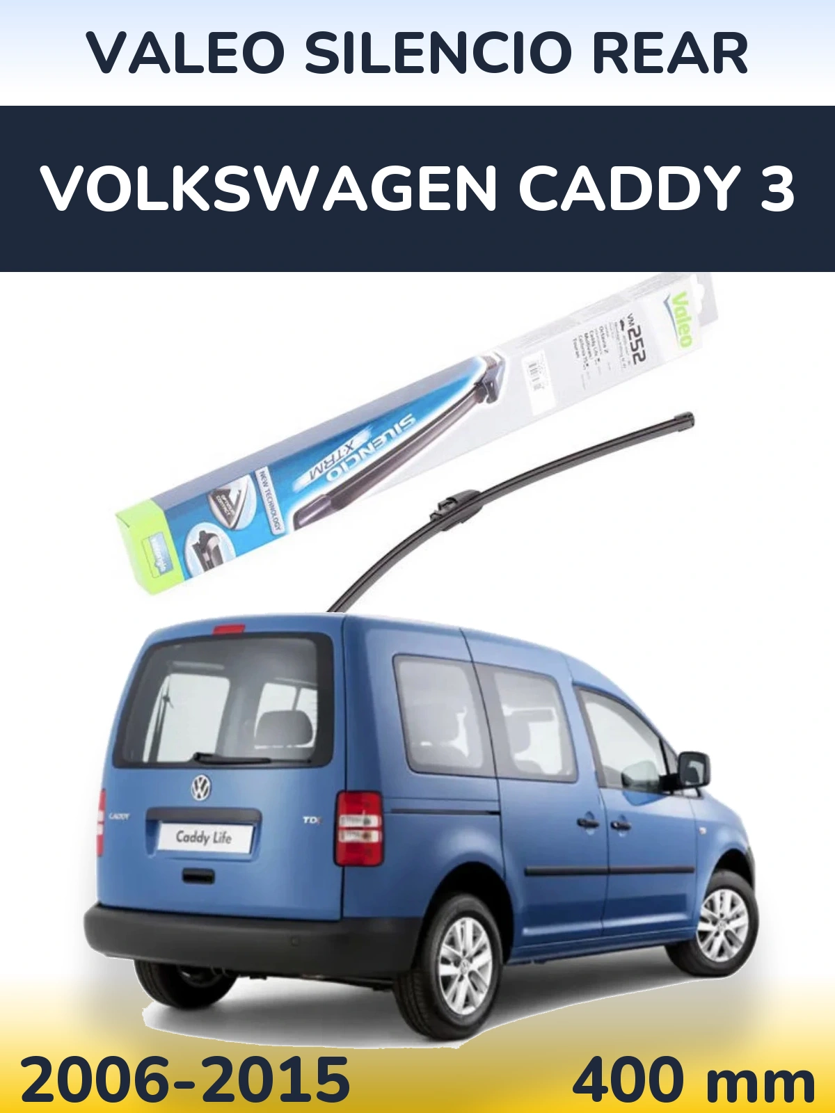 Задний дворник Valeo Silencio Rear 404 мм для Volkswagen Caddy 3 2006-2015