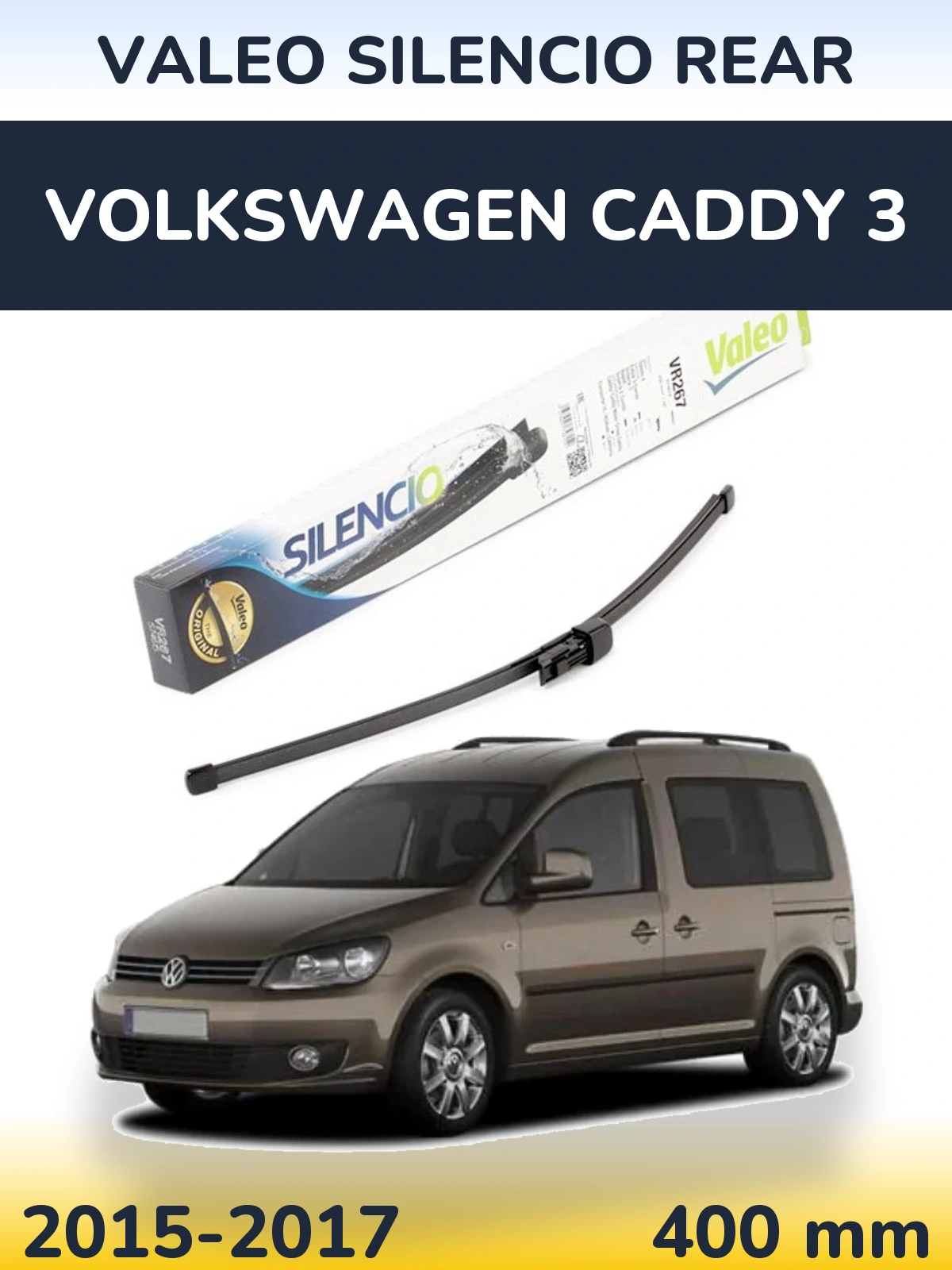 Rear wiper blade Valeo Silencio Rear 400 mm for Volkswagen Caddy 3 2015-2017