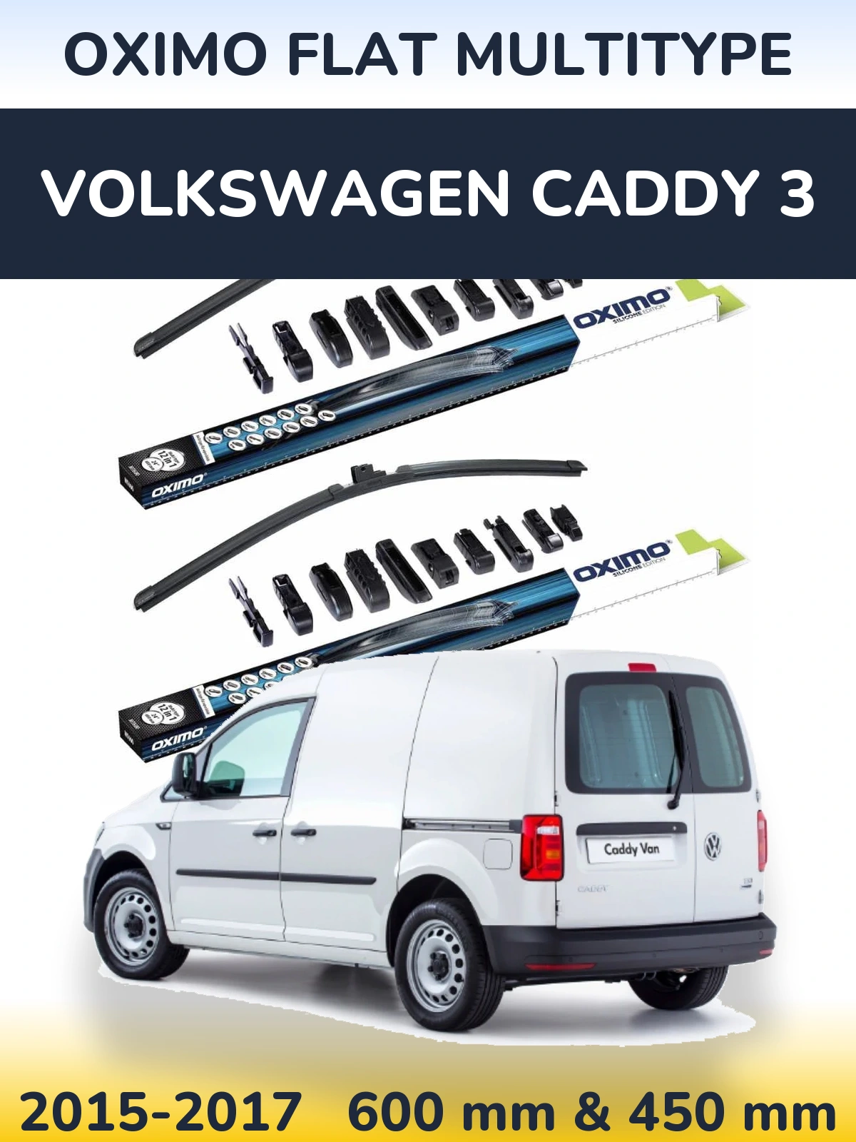 Комплект передніх щіток Oximo Flat MultiТипe 600 & 450 мм для Volkswagen Caddy 3 2015-2017