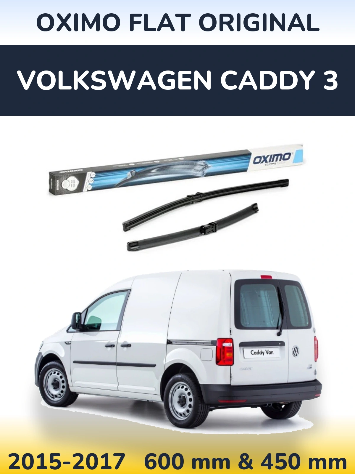 Front wiper blade set Oximo Flat Original 600 & 450 mm for Volkswagen Caddy 3 2015-2017