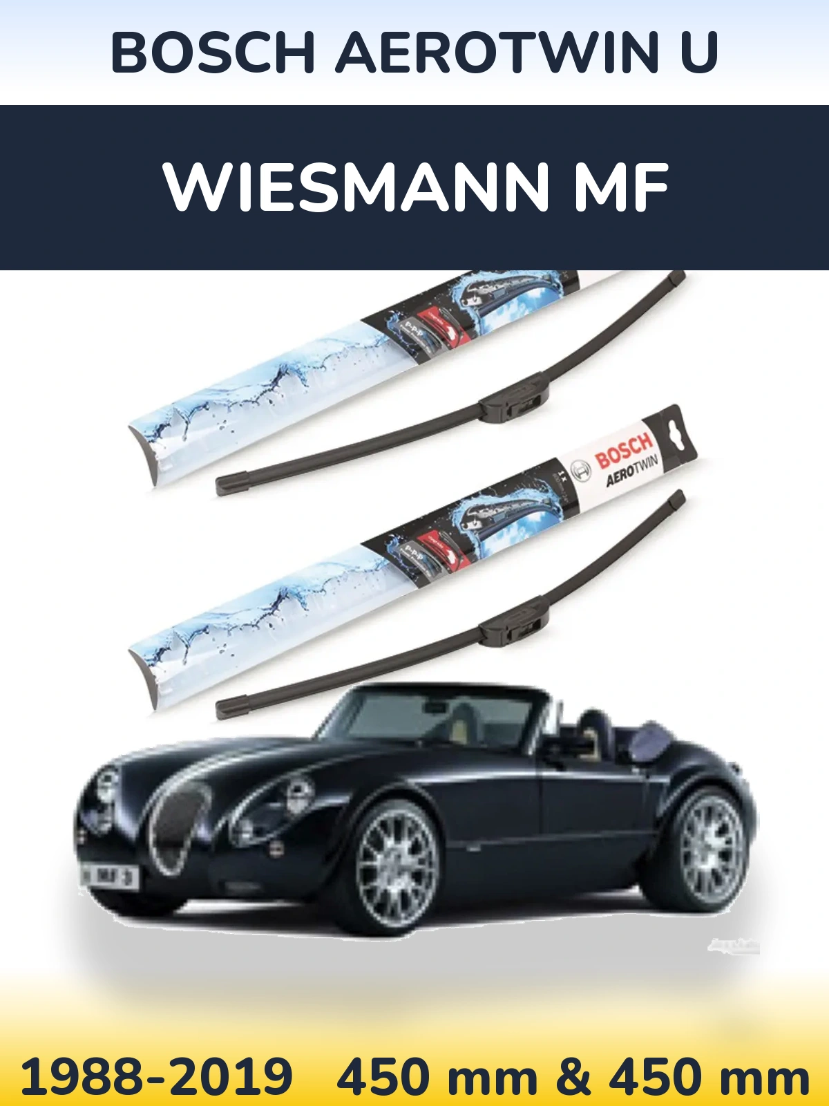 Комплект передних дворников BOSCH AeroTwin U 450 & 450 мм для Wiesmann MF 1988-2019