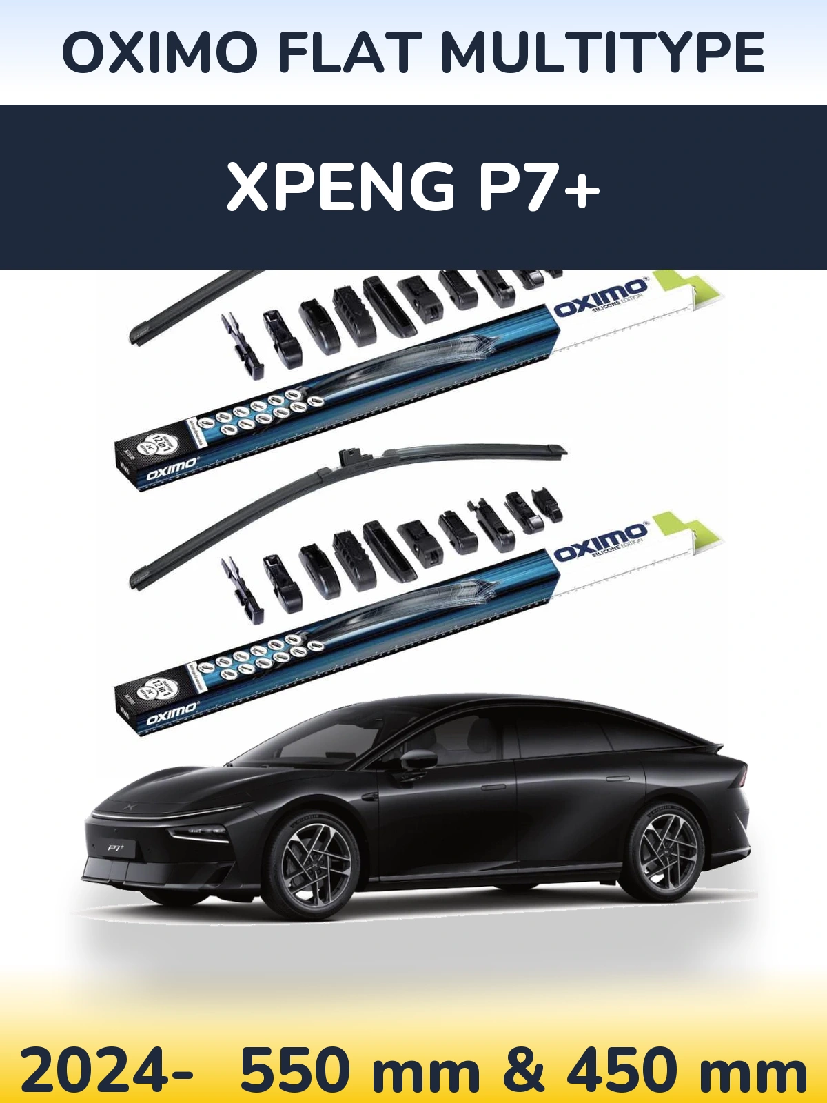 Front wiper blade set Oximo Flat MultiTypee 550 & 450 mm for XPENG P7+ 2024-2026