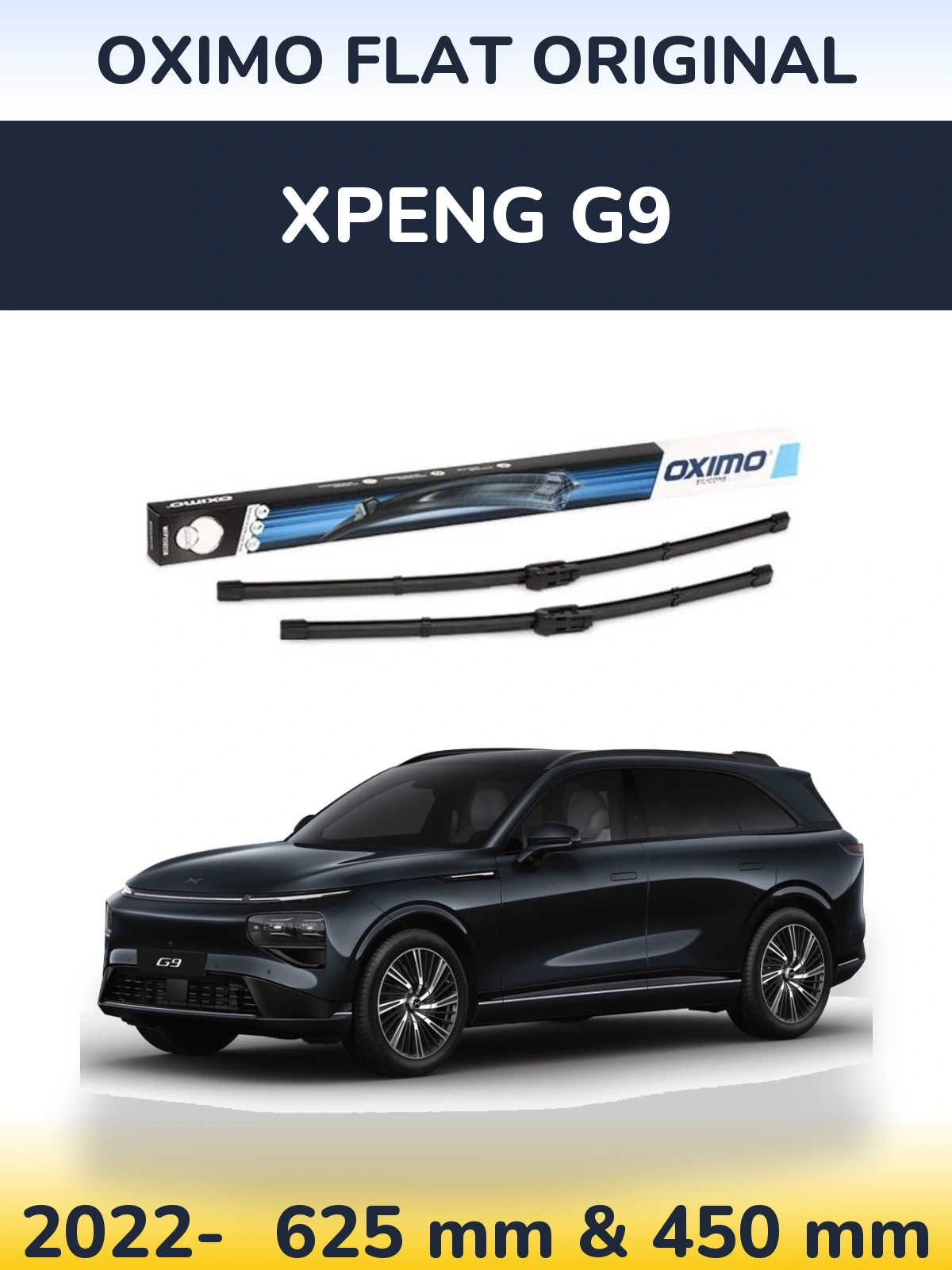 Front wiper blade set Oximo Flat Original 600 & 450 mm for XPENG G9 2022-2026