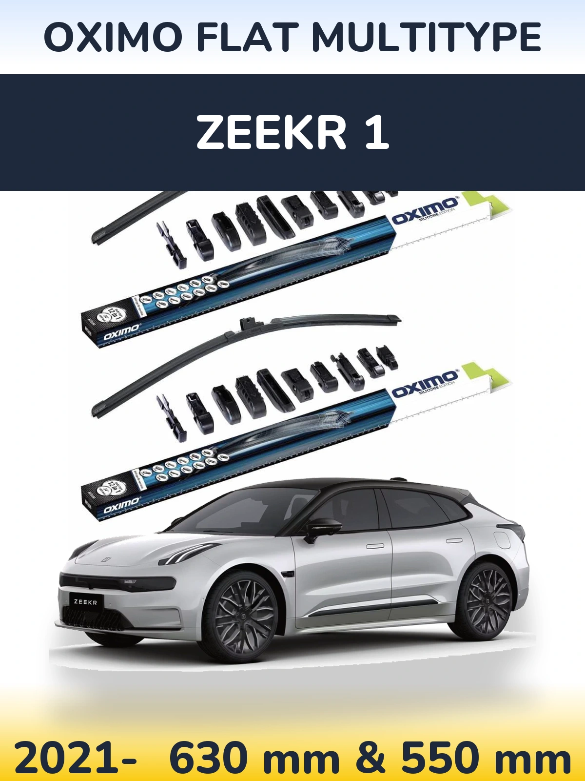 Front wiper blade set Oximo Flat MultiTipse 600 & 550 mm for Zeekr 1 2021-2026