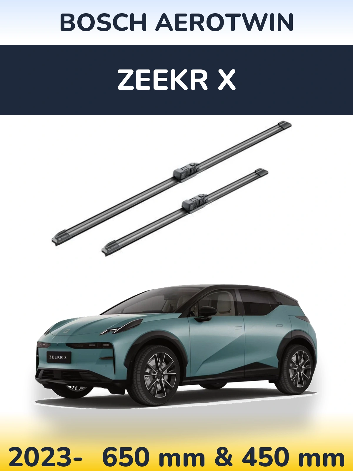 Front wiper blade set BOSCH AeroTwin 650 & 450 mm for Zeekr X 2023-2026