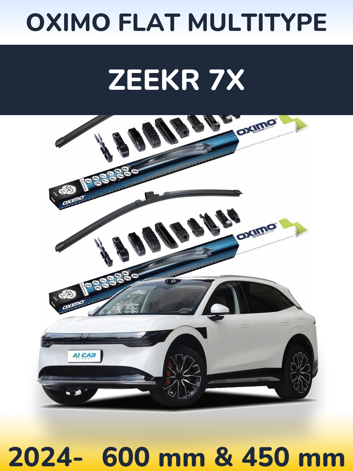 Комплект передніх щіток Oximo Flat MultiТипe 600 & 450 мм для Zeekr 7X 2024-2026