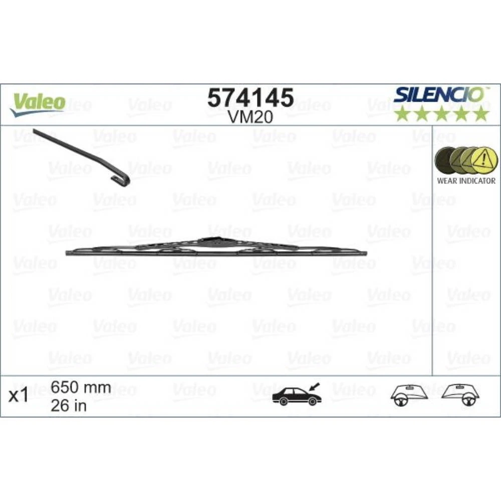 Front wiper blade set Valeo Silencio Convertional 650 & 650 mm for Mitsubishi L400 1994-2001