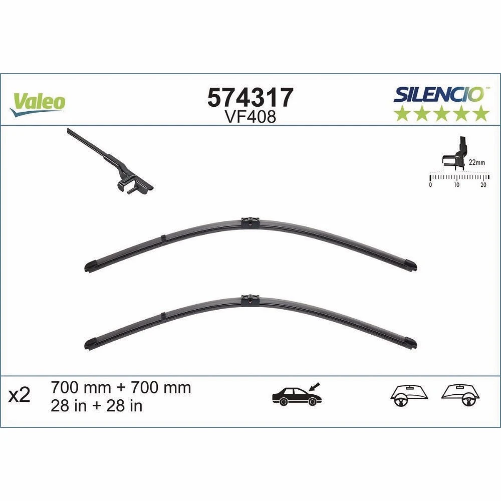Stikla tīrītāji Valeo Silencio Flat automašīnai SEAT Alhambra