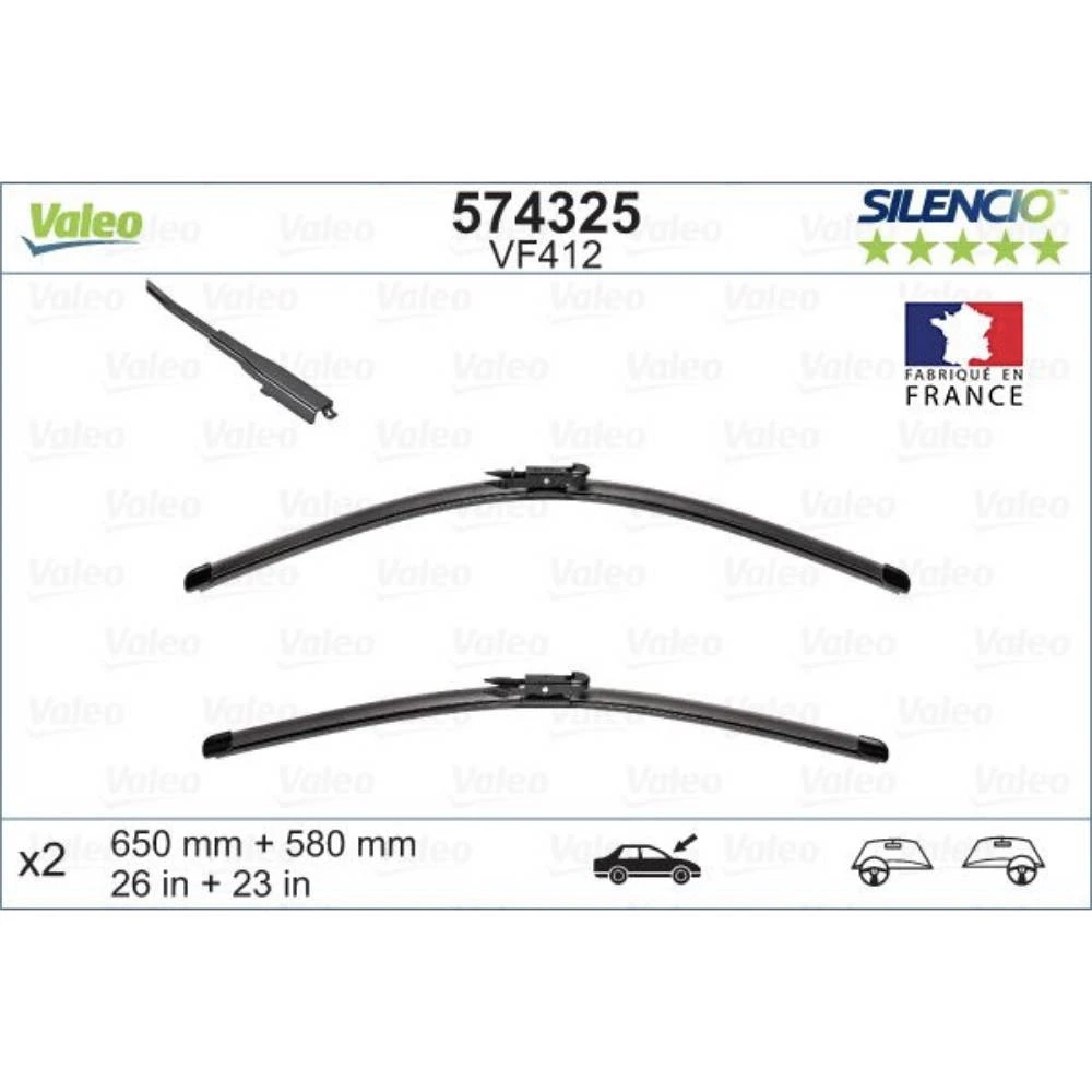 Комплект передних дворников Valeo Silencio Flat 650 & 580 мм для Mercedes Vaneo 2004-2005