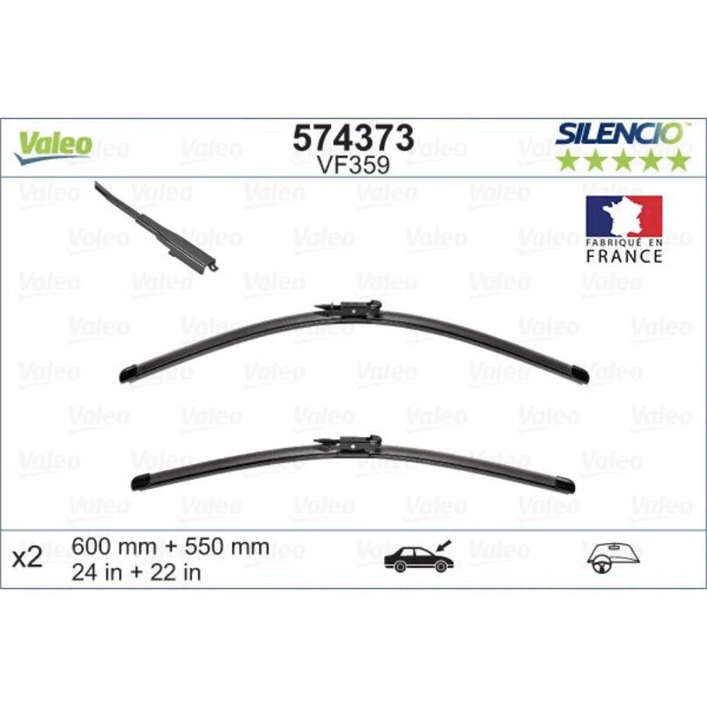 Комплект передних дворников Valeo Silencio Flat 600 & 550 мм для Great Wall Voleex C50 2012-2019