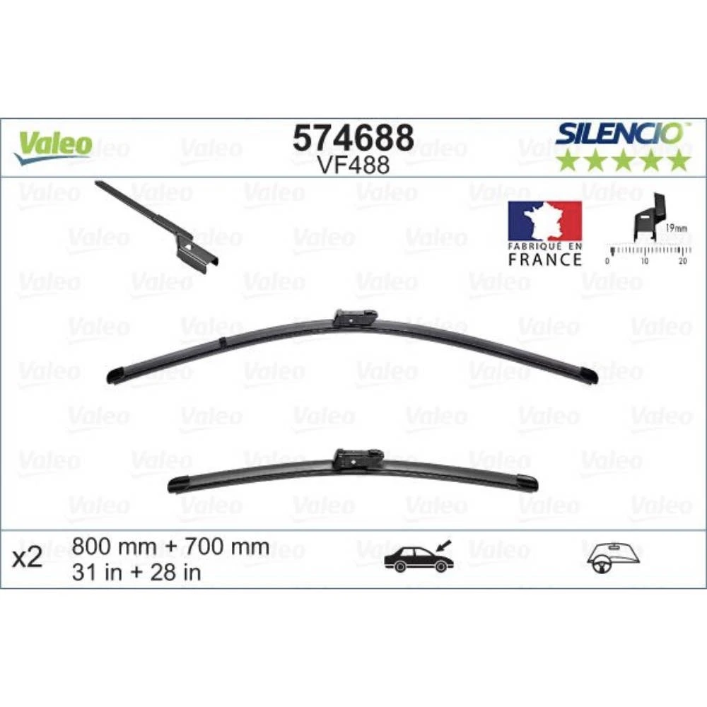 Stikla tīrītāji Valeo Silencio Flat automašīnai Opel Zafira