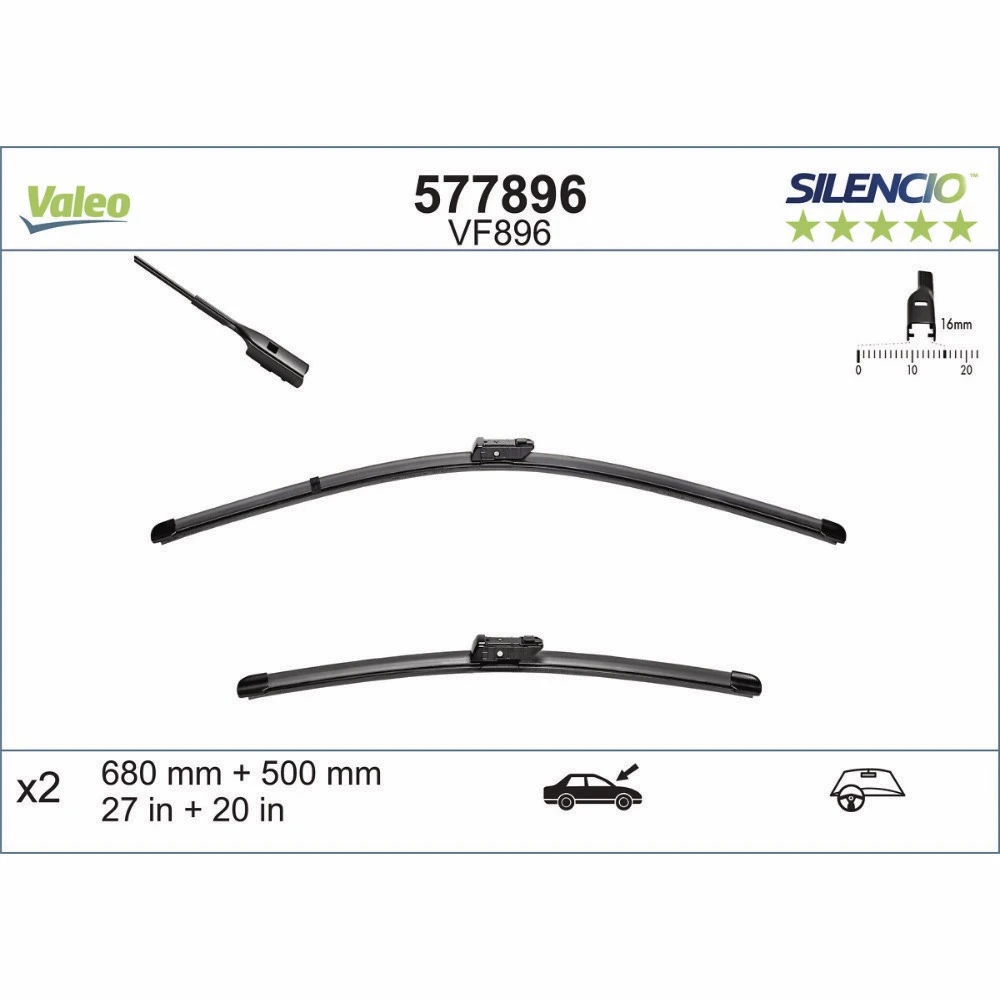 Stikla tīrītāji Valeo Silencio Flat automašīnai Audi Q7