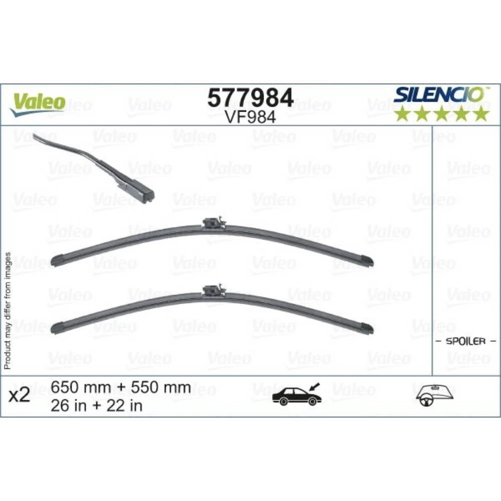 Комплект передних дворников Valeo Silencio Flat 650 & 550 мм для Mercedes S-Klasse 2020-2026