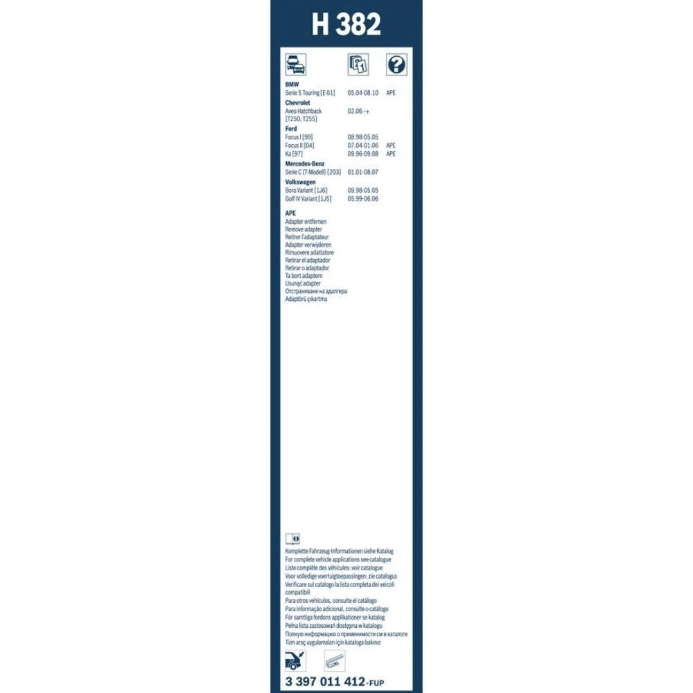 Rear wiper blade BOSCH Rear 380 mm for Mercedes C Class T-Modell 2001-2003