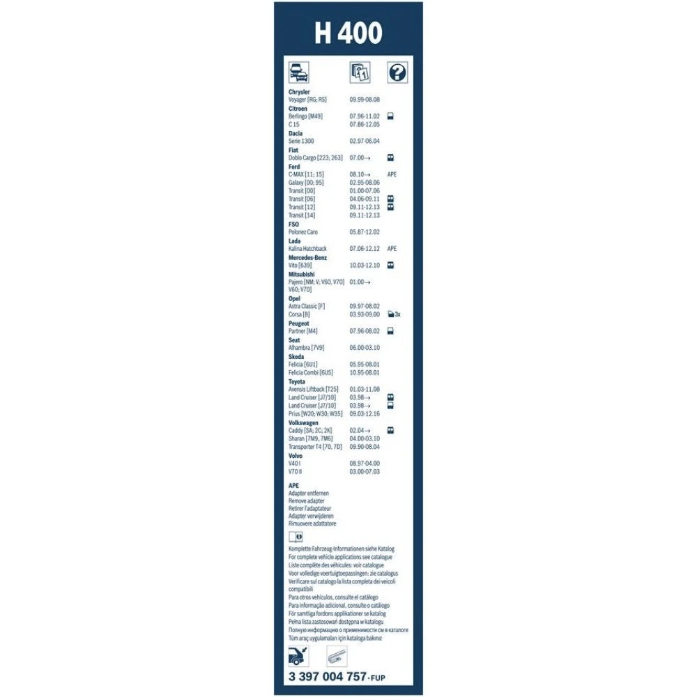 Rear wiper blade BOSCH Rear 400 mm for Mitsubishi Pajero Pinin 1998-2005