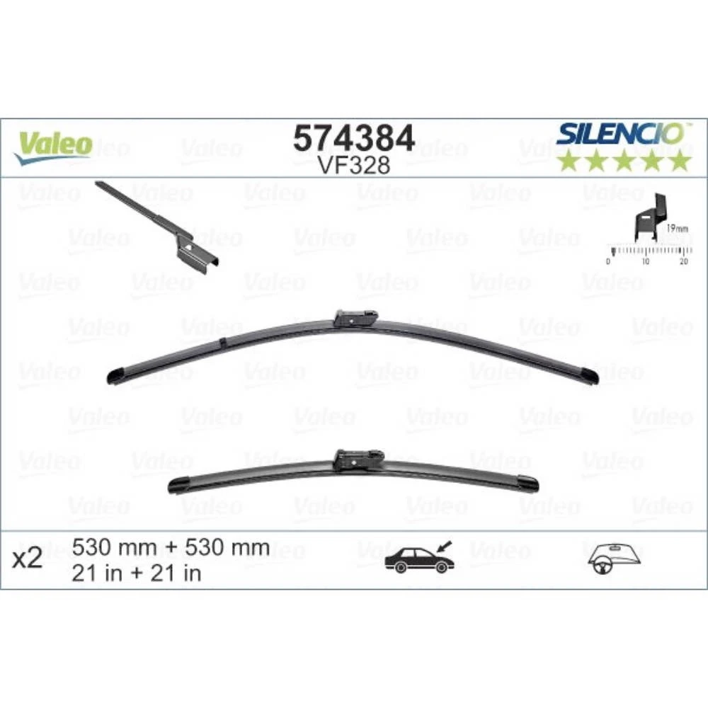 Stikla tīrītāji Valeo Silencio Flat automašīnai Skoda Fabia
