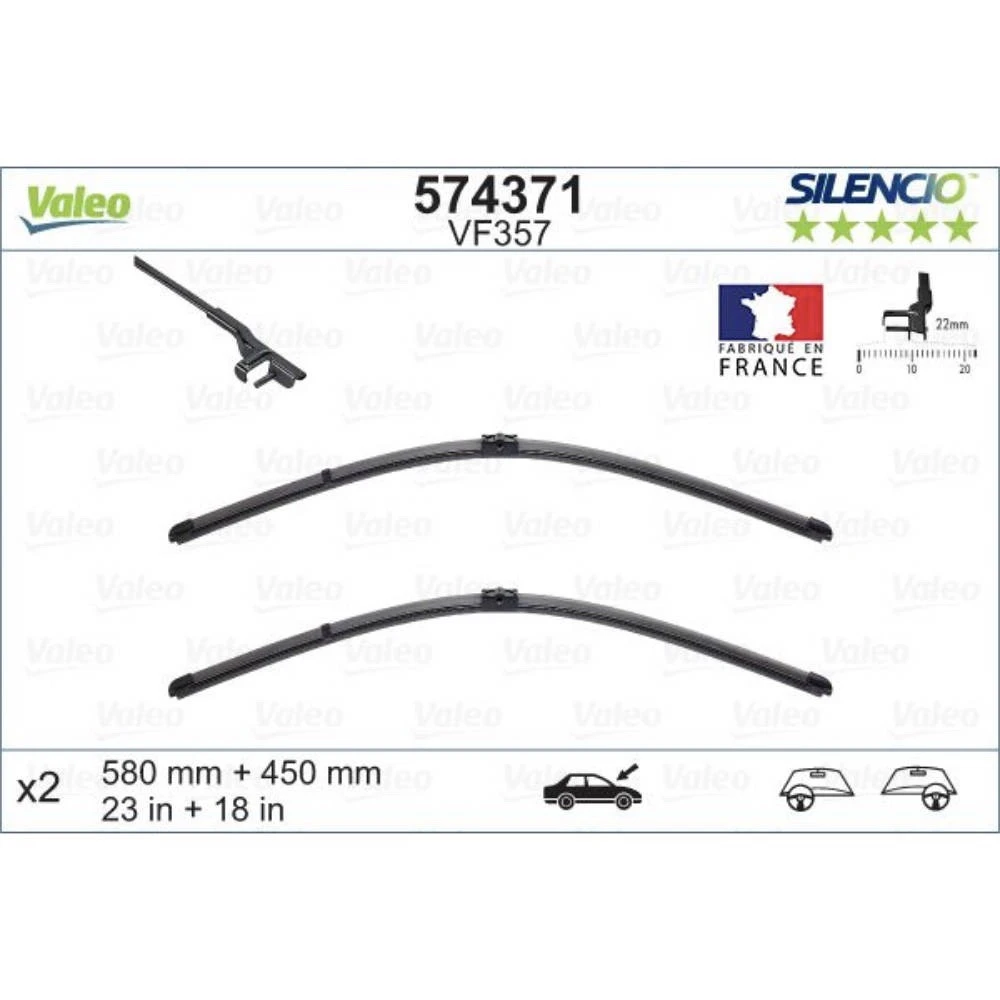 Stikla tīrītāji Valeo Silencio Flat automašīnai Alfa Romeo Spider
