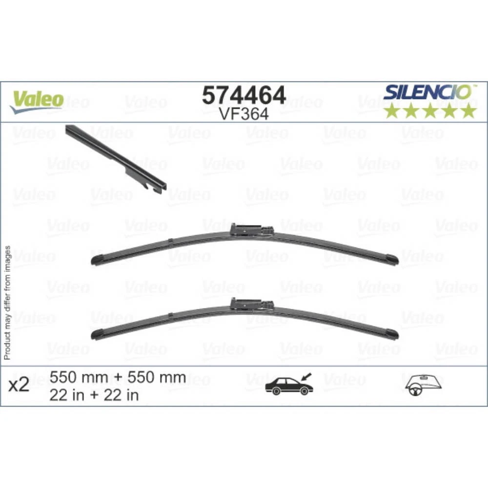 Комплект передніх щіток Valeo Silencio Flat 550 & 550 мм для Audi A6 Avant 2005-2011