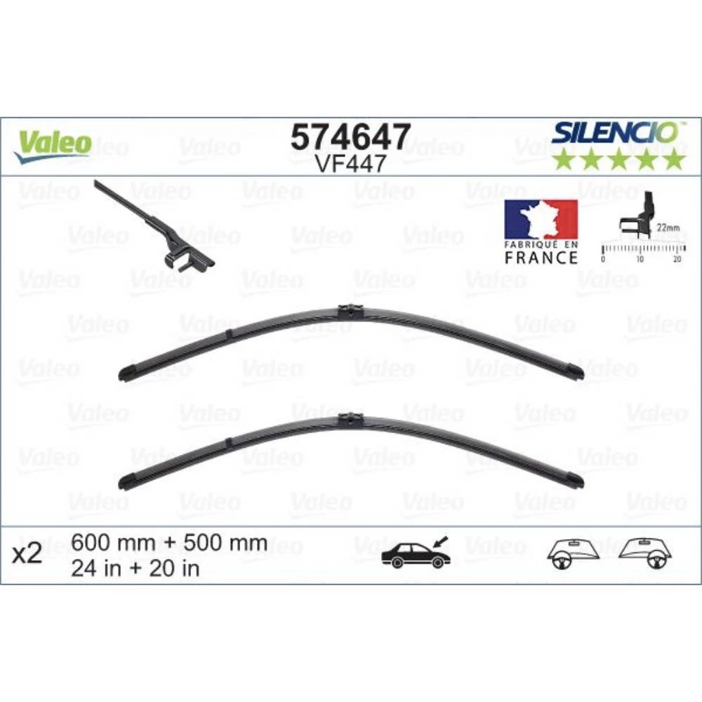 Stikla tīrītāji Valeo Silencio Flat automašīnai Ford Freestyle
