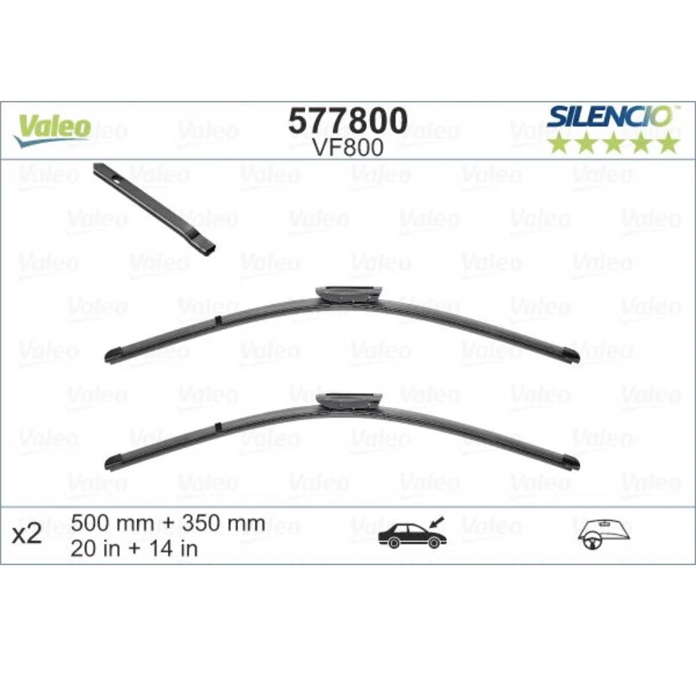 Stikla tīrītāji Valeo Silencio Flat automašīnai Smart Forfour