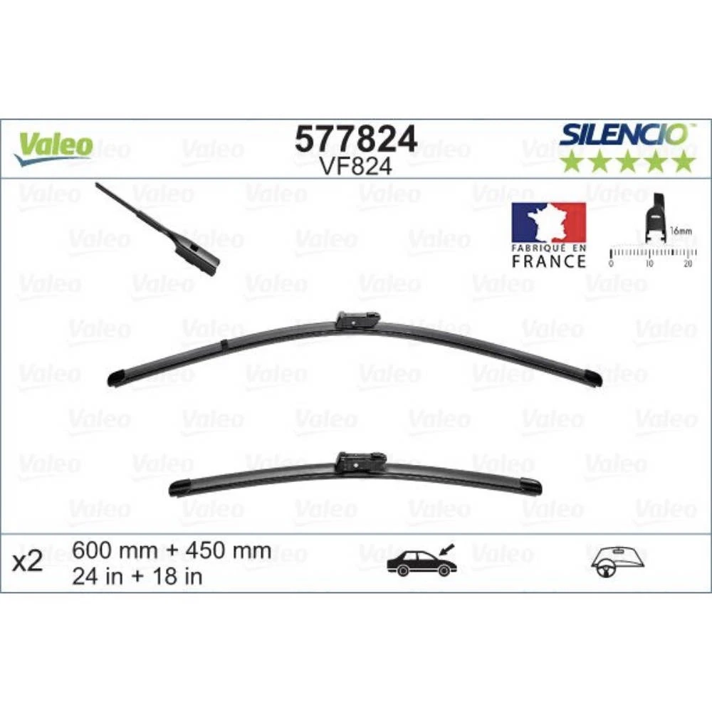 Stikla tīrītāji Valeo Silencio Flat automašīnai DongFeng | DFSK Forthing