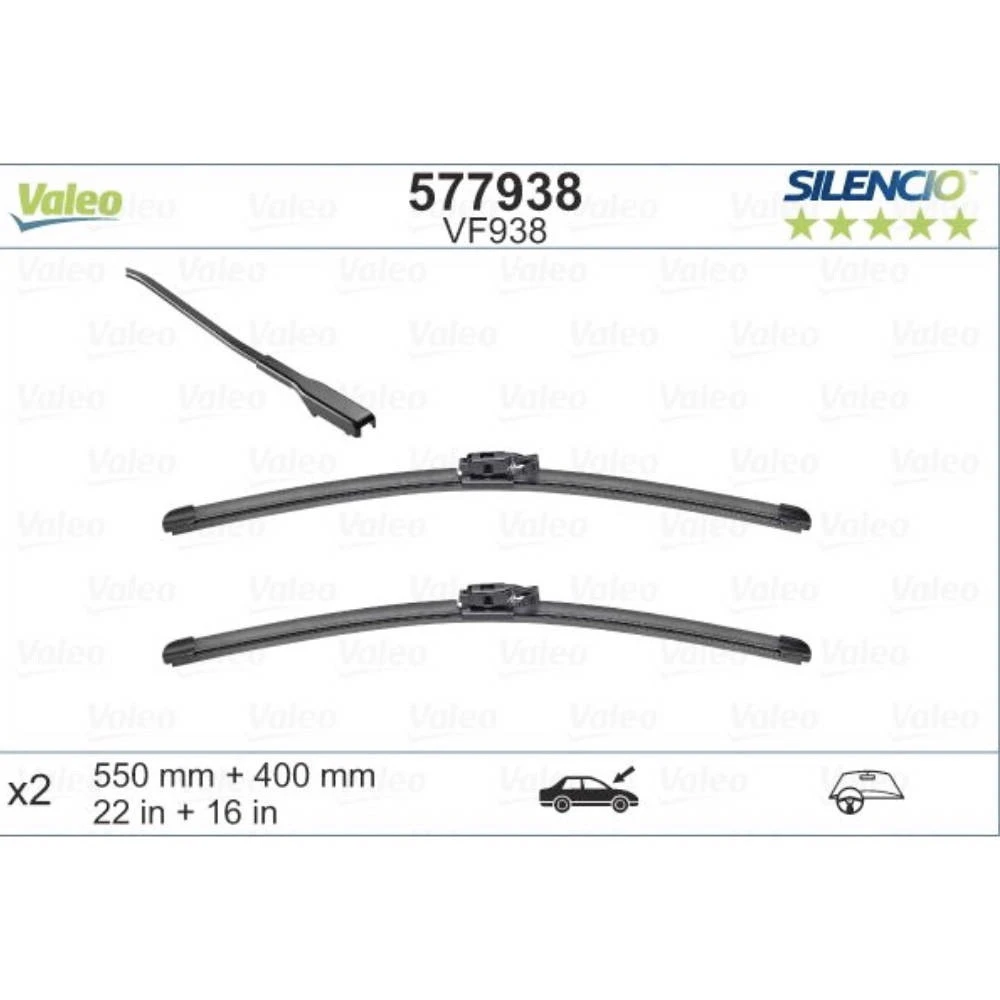 Stikla tīrītāji Valeo Silencio Flat automašīnai Renault Express