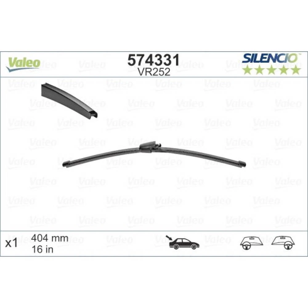 Rear wiper blade Valeo Silencio Rear 404 mm for Volkswagen Caddy 3 2004-2006