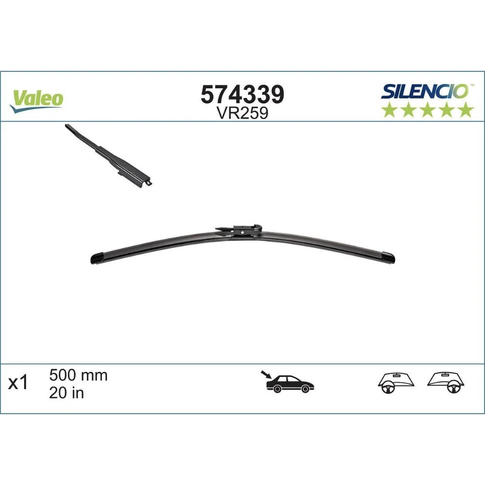 Rear wiper blade Valeo Silencio Rear 500 mm for Ford Mondeo 5 2014-2021