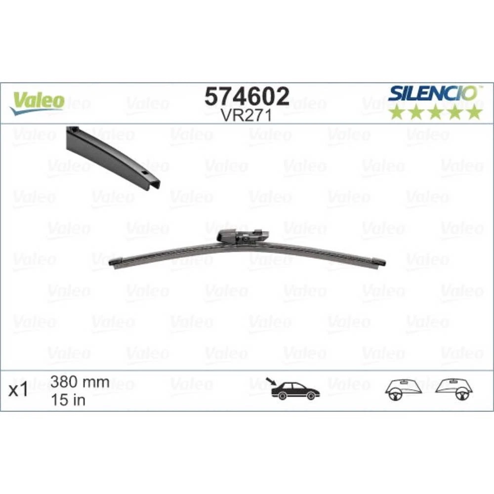 Rear wiper blade Valeo Silencio Rear 380 mm for SEAT Leon 3 SC 2012-2020