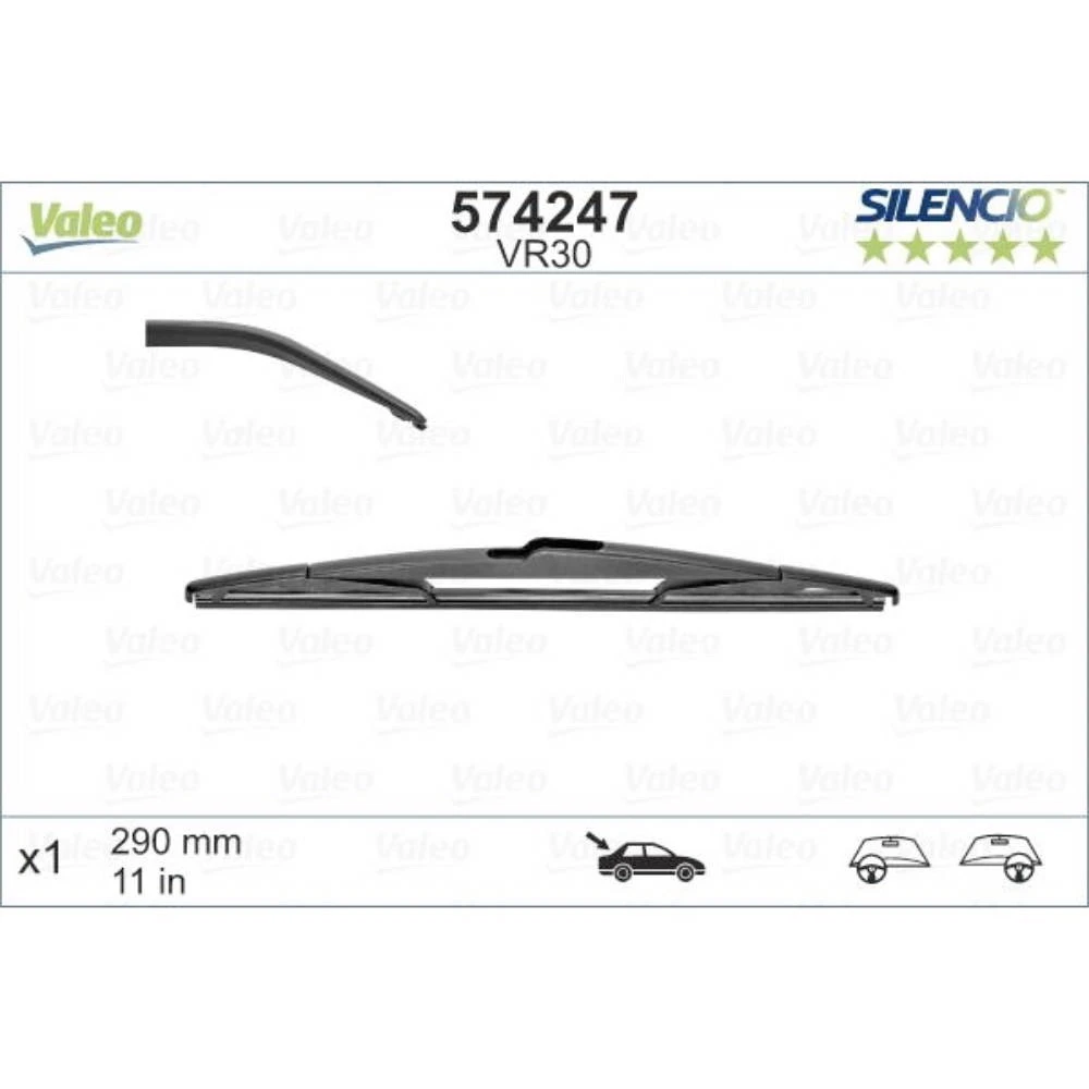 Rear wiper blade Valeo Silencio Rear 290 mm for Aixam Coupe / Cabrio / SUV 2018-2026