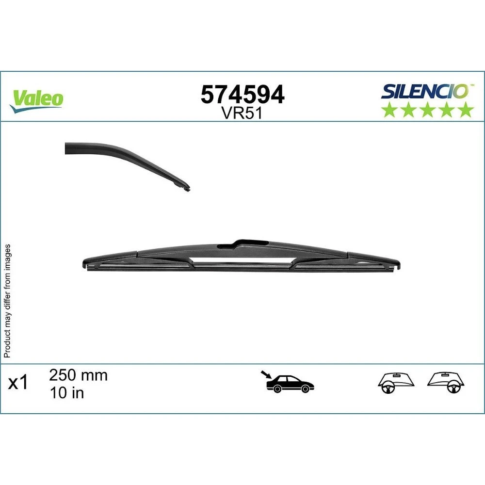 Rear wiper blade Valeo Silencio Rear 250 mm for KGM Torres 2023-2026